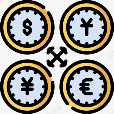 货币旅游应用程序12线性颜色图标图标
