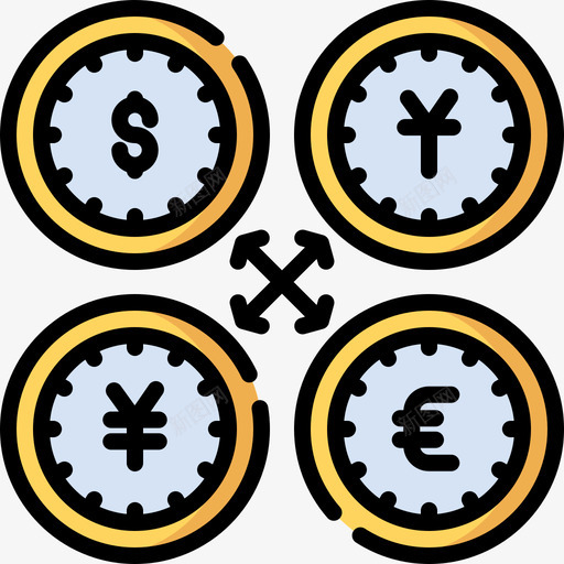 货币旅游应用程序12线性颜色图标svg_新图网 https://ixintu.com 旅游应用程序12 线性颜色 货币