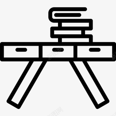 办公桌家具82直线型图标图标