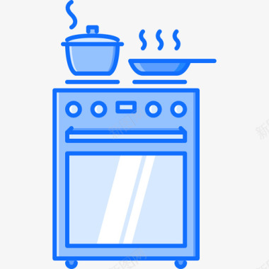 炉子厨房39蓝色图标图标