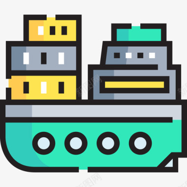 货船运输87线型颜色图标图标