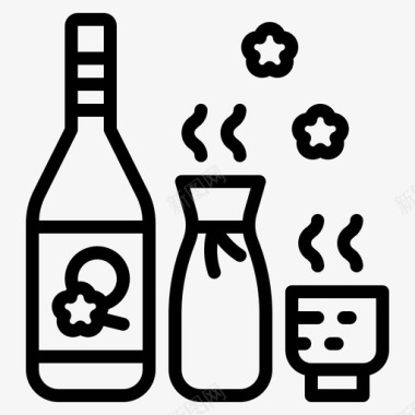 清酒酒饮料图标图标