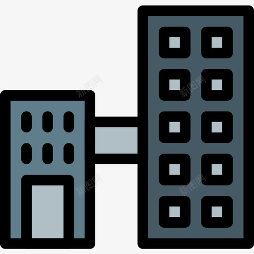 办公楼18个地方线性颜色图标svg_新图网 https://ixintu.com 18个地方 办公楼 线性颜色
