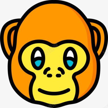 猴子动物42线性颜色图标图标