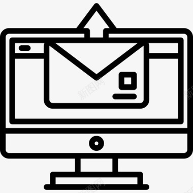 电子邮件计算机功能线性图标图标