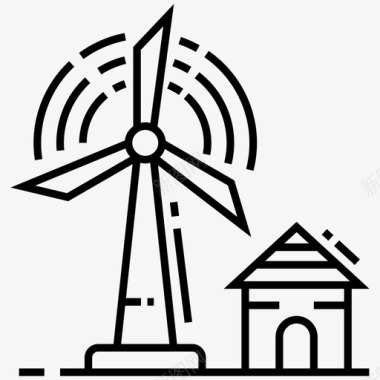风力涡轮机生态自然能源图标图标