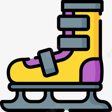 滑冰冬季运动15线性颜色图标图标