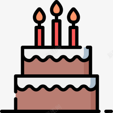 生日蛋糕活动10线性颜色图标图标