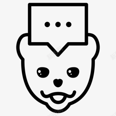 波美拉尼亚狗表情符号宠物图标图标