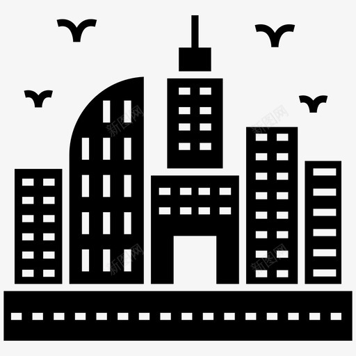 城市景观商业建筑工业图标svg_新图网 https://ixintu.com 商业建筑 城市 城市景观 工业 摩天大楼 环境相关的字形图标