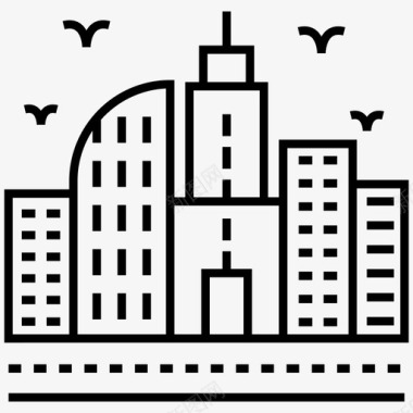 城市景观商业建筑工业图标图标
