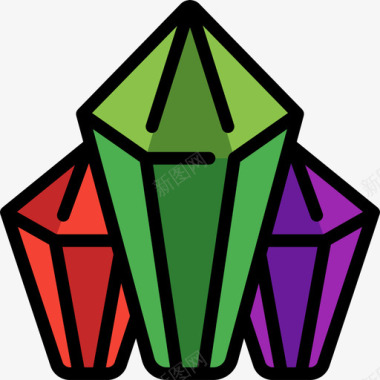 钻石游戏元素3线性颜色图标图标