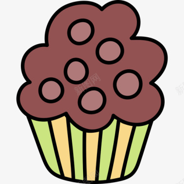 纸杯蛋糕面包店63彩色图标图标