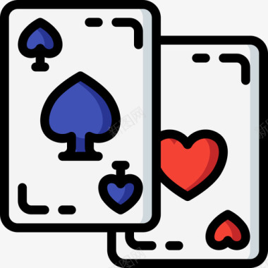 扑克牌娱乐28线性颜色图标图标