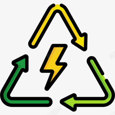 能量回收10线性颜色图标图标