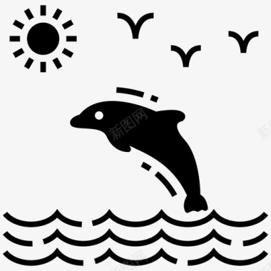 海豚水生动物鱼图标图标
