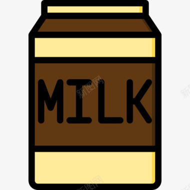 牛奶面包房66线性颜色图标图标