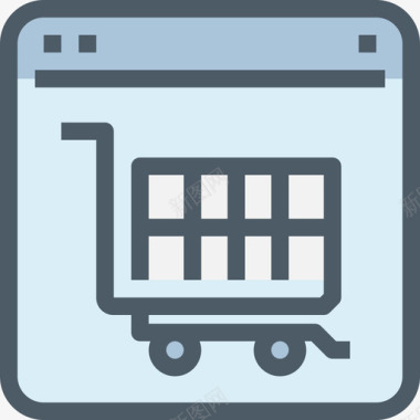 网店购物和电子商务4线颜色图标图标