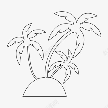 荒岛棕榈棕榈树图标图标