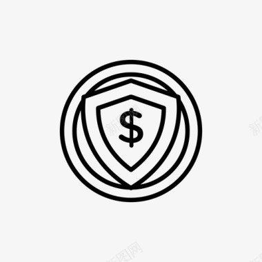 盾牌银行美元图标图标