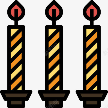 蜡烛生日派对线颜色图标图标