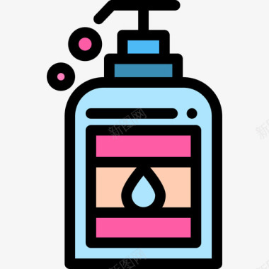 液体肥皂水疗和桑拿线性颜色图标图标