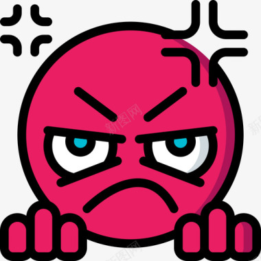 愤怒表情符号31线性颜色图标图标