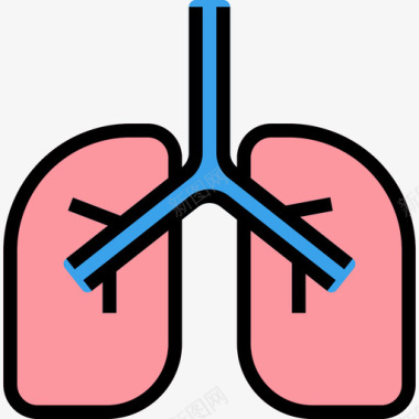 肺医疗保健2线性颜色图标图标