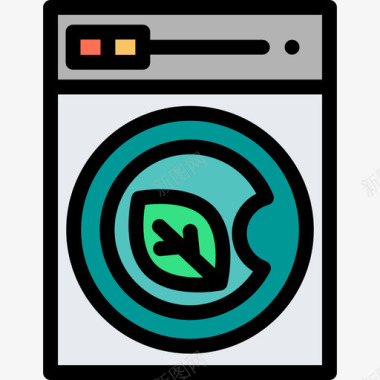 洗衣机温室4线性颜色图标图标
