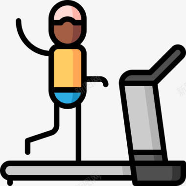 跑步机健身房14线性颜色图标图标
