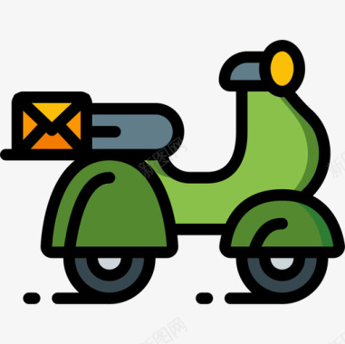 踏板车邮政服务5线颜色图标图标