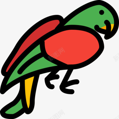 鹦鹉动物43线性颜色图标图标