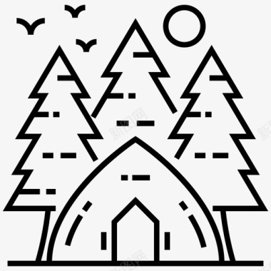 露营冒险森林图标图标