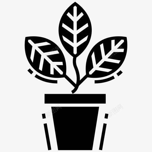 盆栽植物室内植物自然保护图标svg_新图网 https://ixintu.com 与环境相关的字形图标 室内植物 盆栽植物 种植园 自然保护