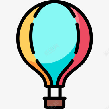 热气球运输90线颜色图标图标
