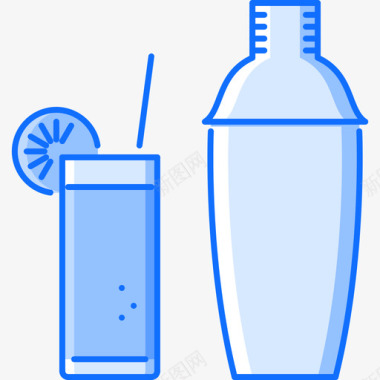 鸡尾酒搅拌器18号酒吧蓝色图标图标