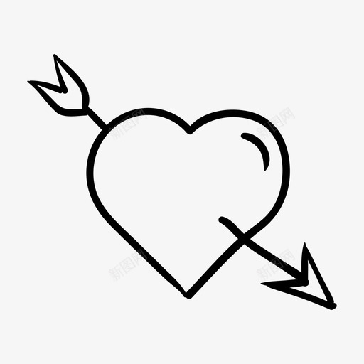 心形箭头爱情手绘情人节图标svg_新图网 https://ixintu.com 心形箭头 手绘情人节图标 爱情
