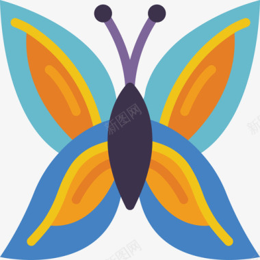 蝴蝶自然50扁平图标图标