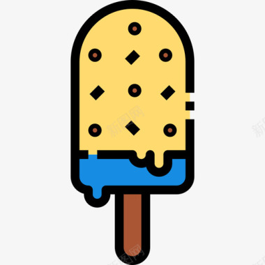 冰淇淋生活方式3线性颜色图标图标