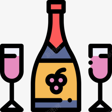 香槟14号酒吧线形颜色图标图标