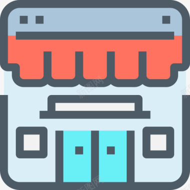 商店购物和电子商务4线性颜色图标图标