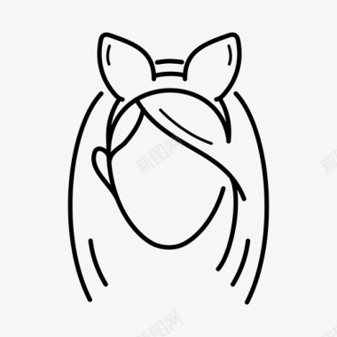 动物耳朵滑稽女孩头图标图标