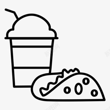 快餐食品和饮料玉米卷图标图标