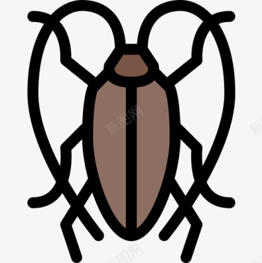 蟑螂动物43线形颜色图标图标