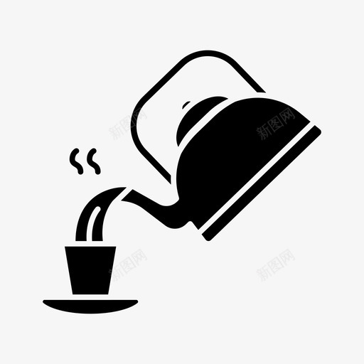 茶壶咖啡杯子图标svg_新图网 https://ixintu.com 咖啡 杯子 茶壶 药草 饮料