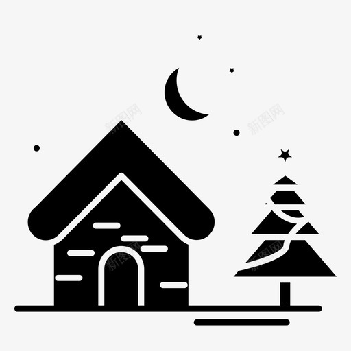 家圣诞节圣诞树图标svg_新图网 https://ixintu.com 圣诞树 圣诞节 家 小屋 活动