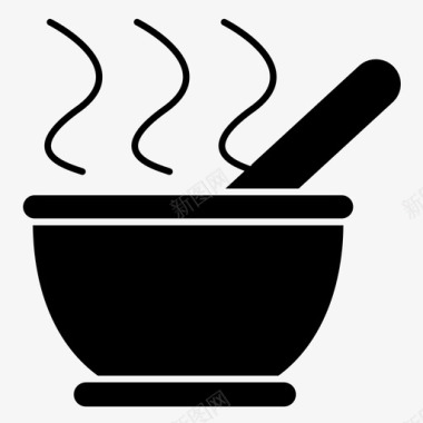汤碗热汤图标图标
