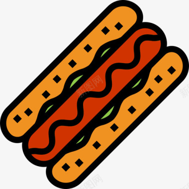 热狗食品和饮料2线性颜色图标图标