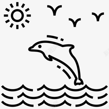 海豚水生动物鱼图标图标