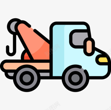 拖车车辆和运输3线性颜色图标图标